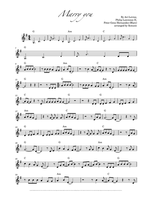 Marry You (Arr. Lkmusic) - Bruno Mars (Trumpet Solo)