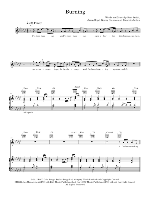 Burning - Sam Smith (Piano-Voice-Guitar)