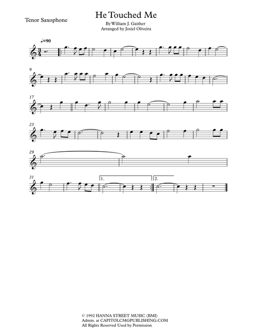 He Touched Me (Arr. Josiel Oliveira) - William J. Gaither (Tenor Sax Solo)