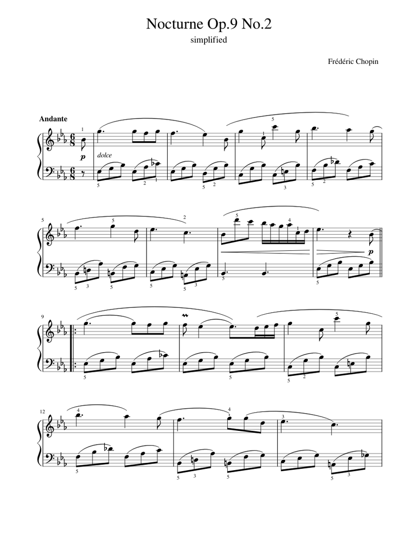 Chopin nocturne easy piano cheap