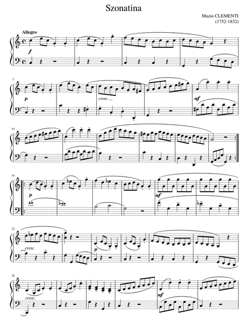 Sonatine (Szonatina) - Clementi, Muzio