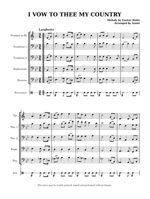 I Vow to Thee My Country – Gustav Holst (Mixed Sextet)