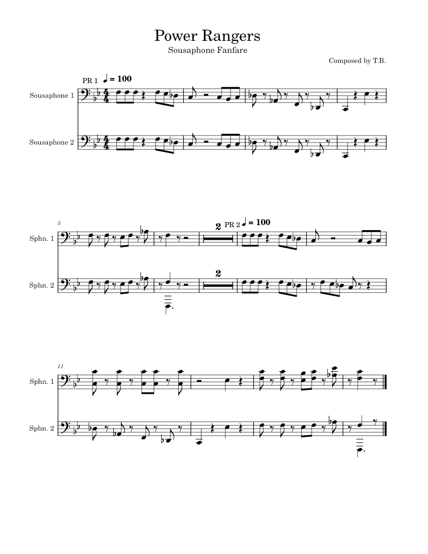 Power Rangers Sheet Music for Brass (other) (Brass Duet) | MuseScore.com