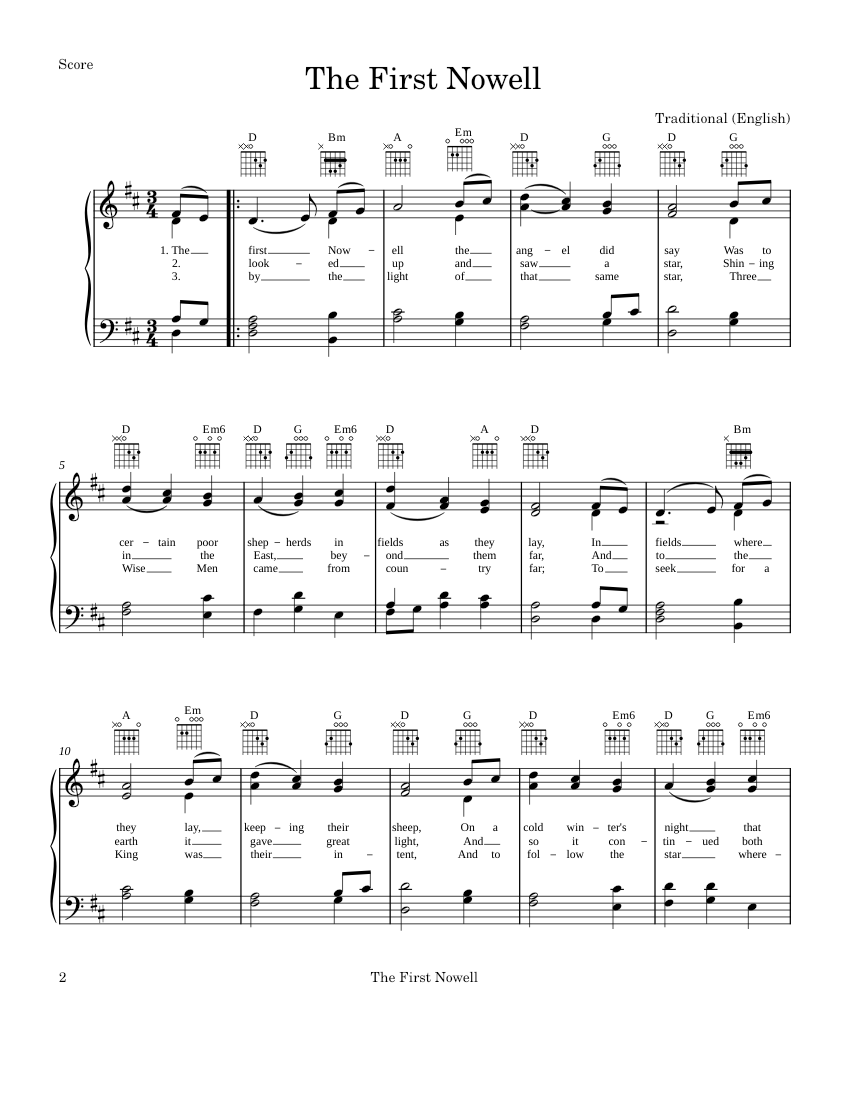 The first Nowell Misc Traditional The First Nowell Sheet music for