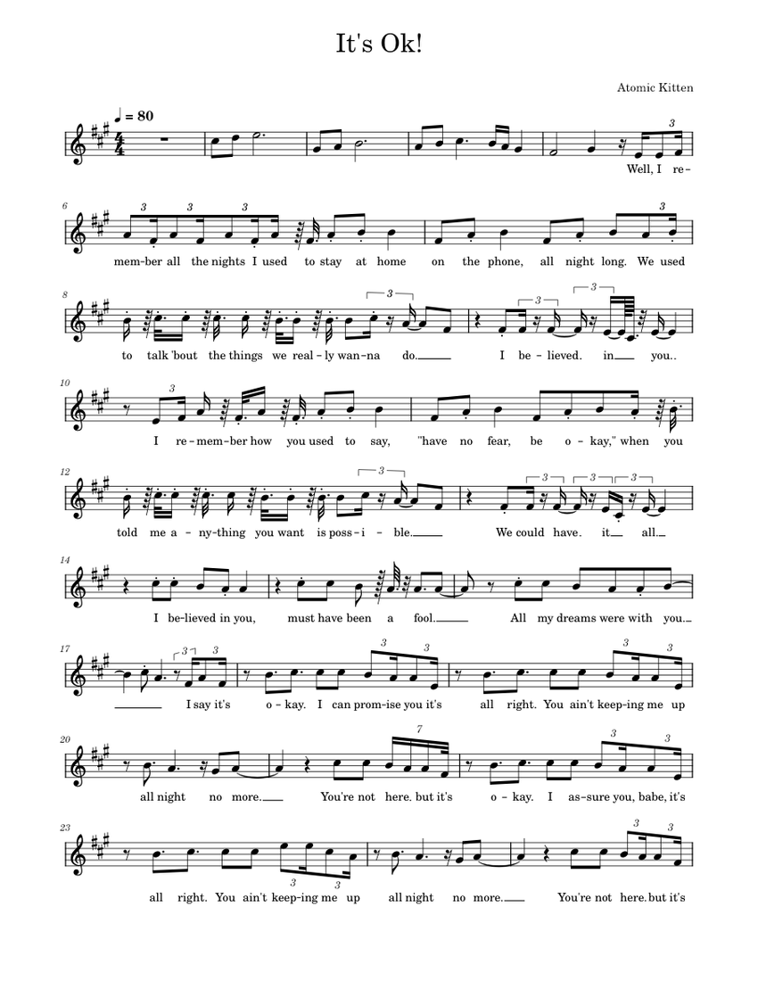 It's Ok! - Atomic Kitten Sheet music for Flute other (Mixed Ensemble ...