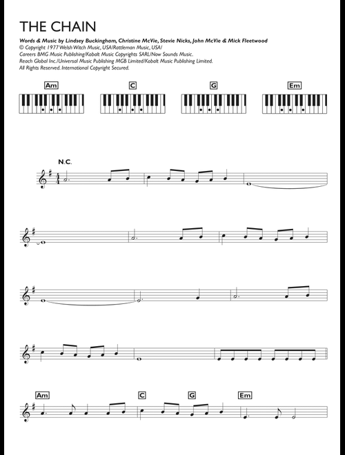 The Chain - Fleetwood Mac (Piano Chords-Lyrics)
