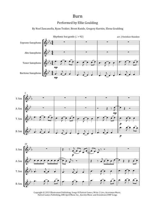 Burn (Arr. J Swinhoe-Standen) - Ellie Goulding (Woodwind Ensemble)