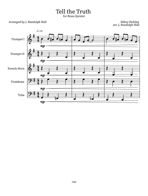 Tell the Truth (Arr. J. Randolph Hall) - Mickey Holiday (Small Ensemble)