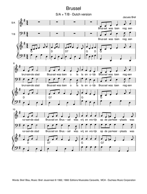 Brussels (bruxelles) (Arr. Forevergreens Music) - Jacques Brel, Gerard Jouannest (Vocal Duet)