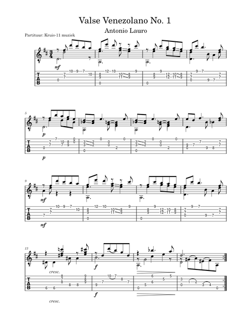 Antonio Lauro - Valse Venezolano No. 1 - guitar TAB