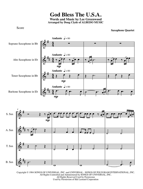 God Bless The U.S.A. (Arr. Doug Clyde) - Lee Greenwood (Woodwind Ensemble)