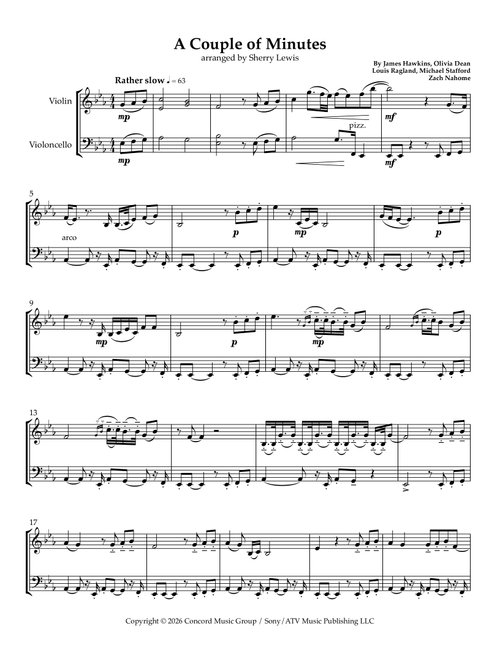 A Couple Minutes (Arr. Sherry Lewis) - Olivia Dean (Instrumental Duet)