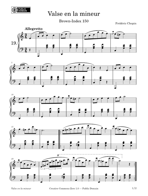 Valse en la mineur – Urtext – Frédéric Chopin