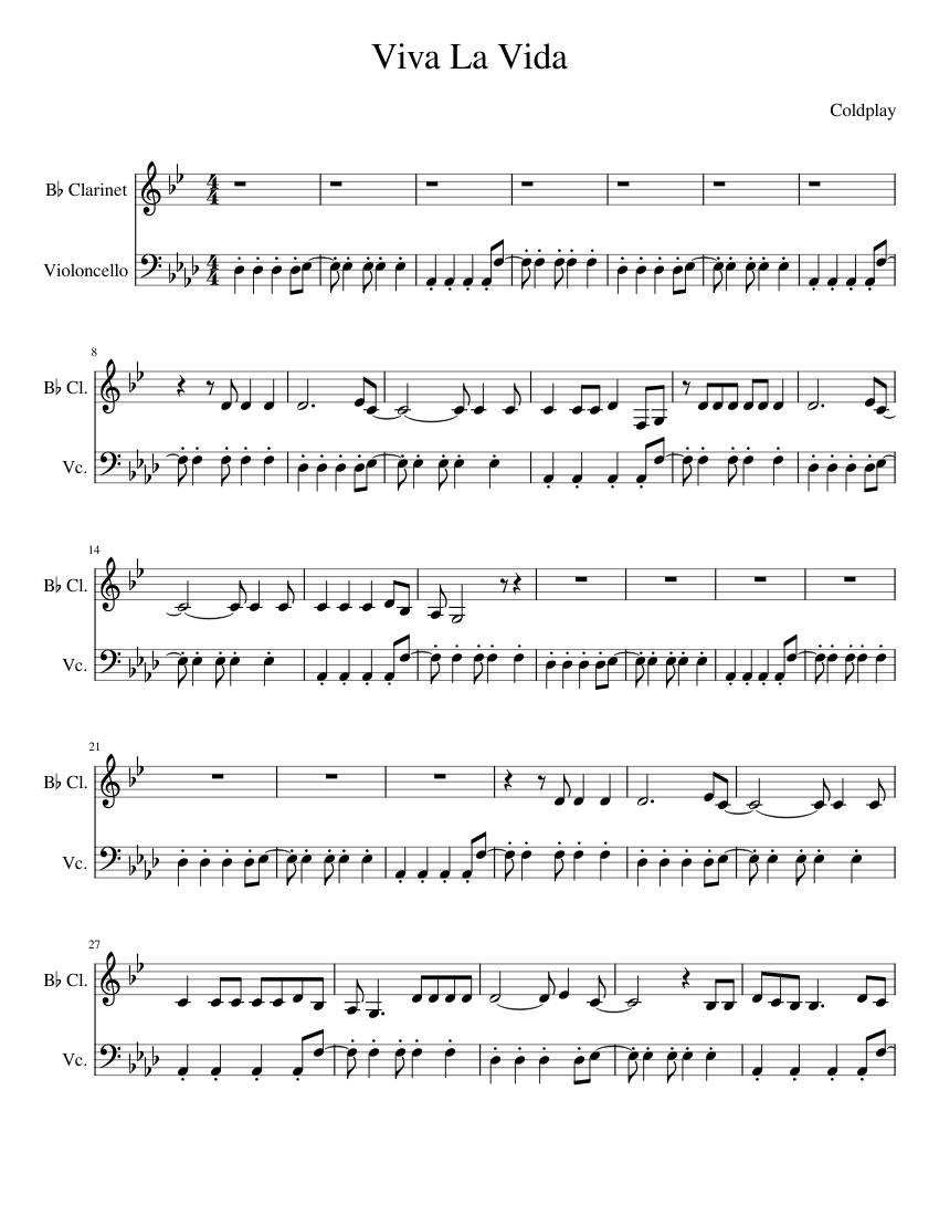 Viva La Vida Clarinet duet 1 Sheet Music For Clarinet In B flat viva-la-vida-clarinet-duet-1-sheet-music-for-clarinet-in-b-flat