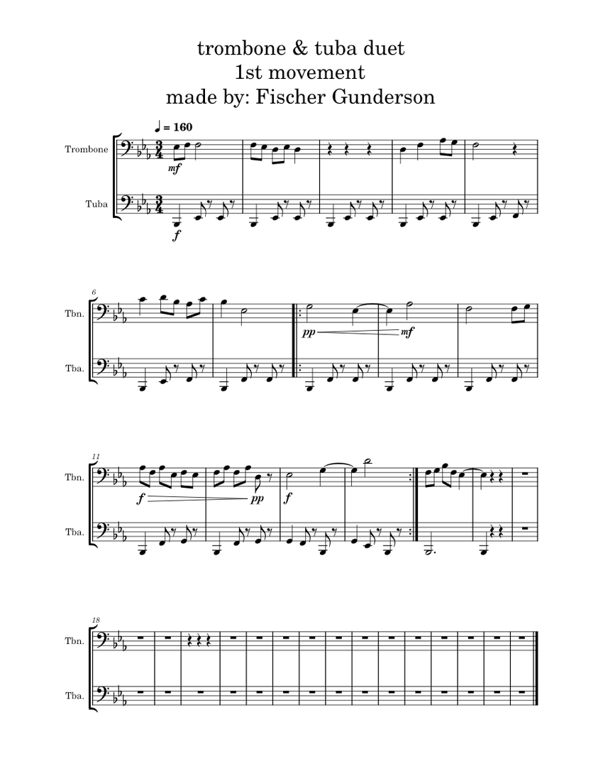 trombone_&_tuba_duet Sheet music for Trombone, Tuba (Brass Duet