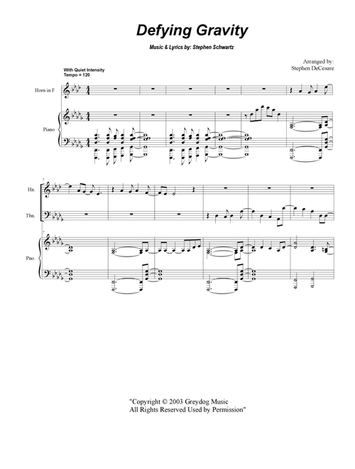 Defying Gravity (Arr. Stephen DeCesare) - Stephen Schwartz (Brass Ensemble)