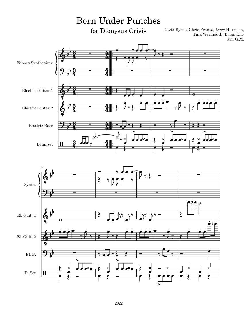 Born Under Punches (The Heat Goes On) by Talking Heads Sheet music for