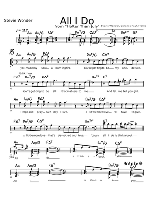 Play Official version of All i do Sheet Music by Stevie
