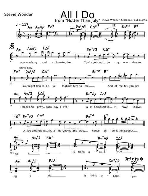 All I Do - Stevie Wonder (C-Am)