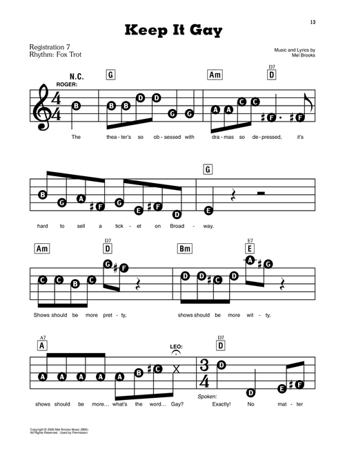 Keep It Gay (from The Producers) - Mel Brooks (E-Z Play Today)