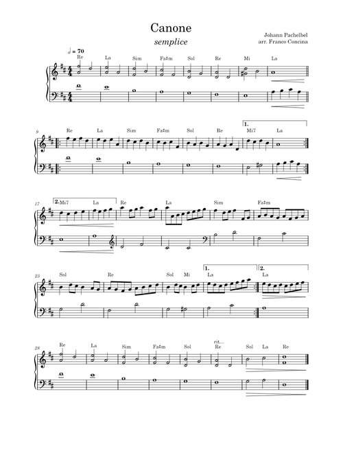 Canon in D (simple version) – Johann Pachelbel