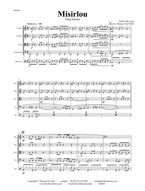 Misirlou - Pulp Fiction - String Quartet - C (Arr. Thomas Graf) - Trad (String Quartet)