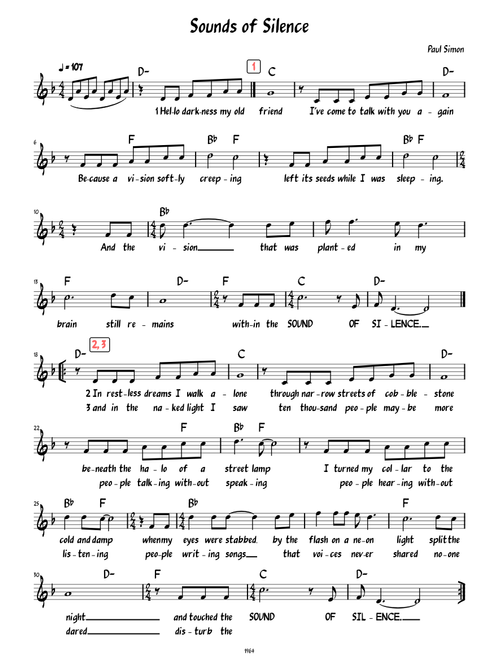 The Sound of Silence (Lead sheet with lyrics )