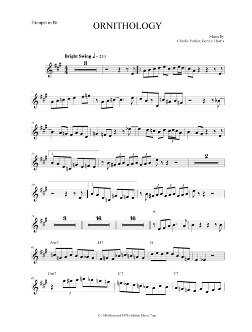Ornithology (Arr. The Sheet Music Library) - Charlie Parker (Trumpet Solo)