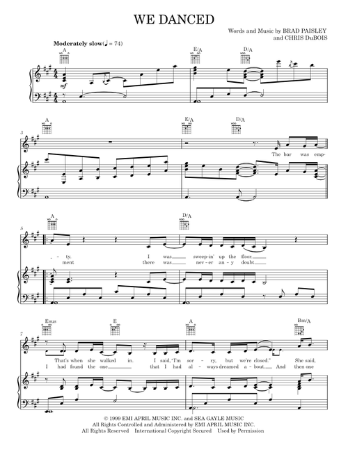 We danced - Brad Paisley (Piano-Vocal-Guitar)