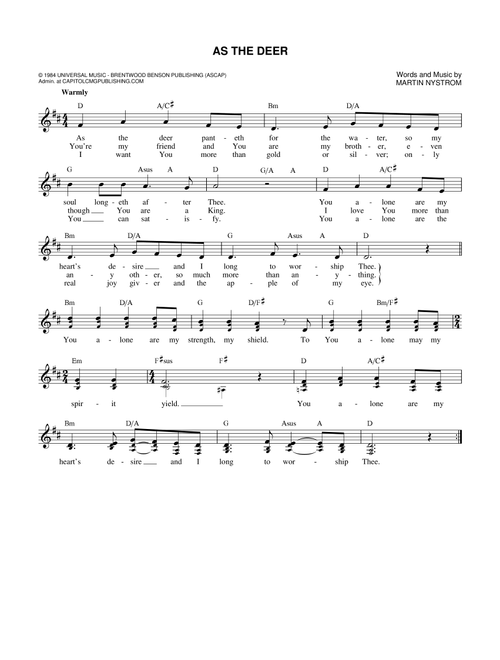 As The Deer - Martin Nystrom (Lead Sheet - Fake Book)