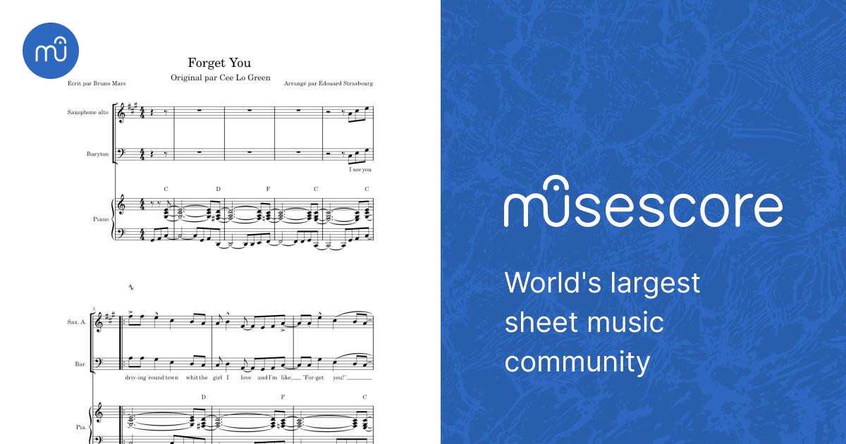 Forget You Sheet Music with Chords for Piano, Bassoon