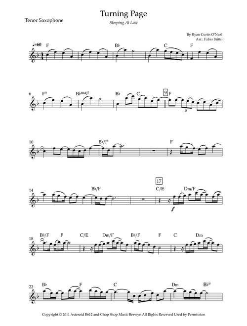 Turning Page (Arr. Fabio Britto) - Sleeping At Last (Tenor Sax Solo)