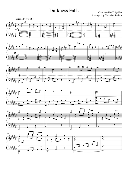 Darkness Falls (Deltarune) - Arranged for Piano