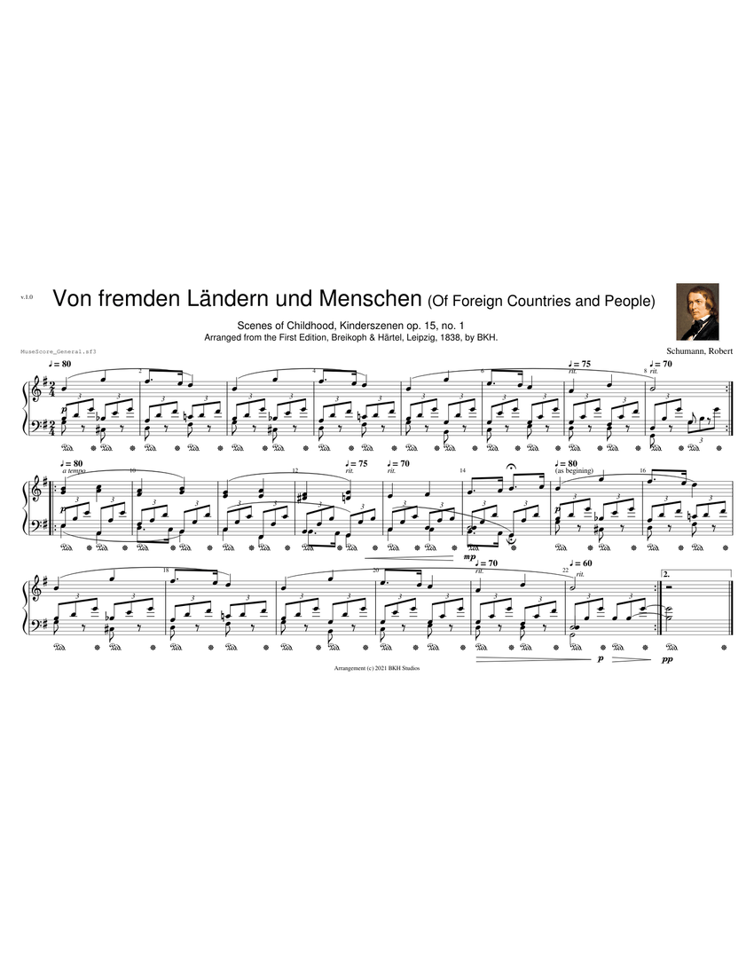 Von Fremden Landern Und Menschen – Robert Schumann Sheet Music for