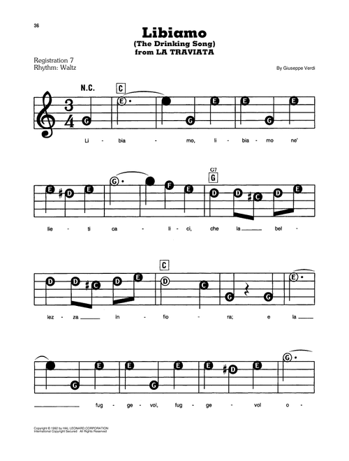 Libiamo (Brindisi) - Giuseppe Verdi (E-Z Play Today)