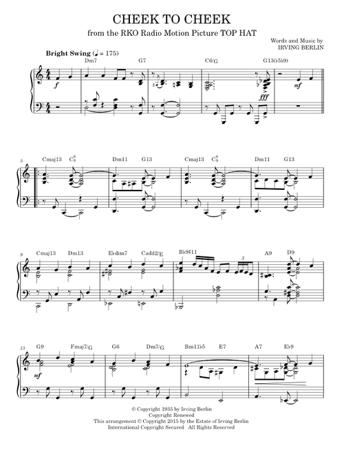 Cheek To Cheek [Jazz version] (arr. Brent Edstrom) - Fred Astaire, Irving Berlin (Piano Solo)