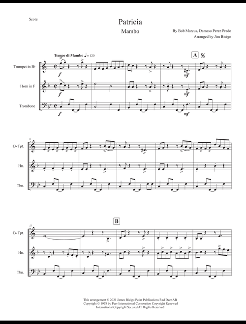 Patricia, It's Patricia (patricia) (Arr. Jim Bicigo) - Perez Prado & His Orchestra (Brass Ensemble)