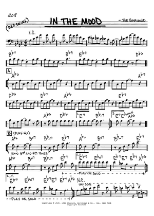 ★楽譜/舘ひろし/IN THE MOOD/タブ譜/バンドスコア/元クールス Play Official version of In The Mood Sheet Music by Ernie Field's
