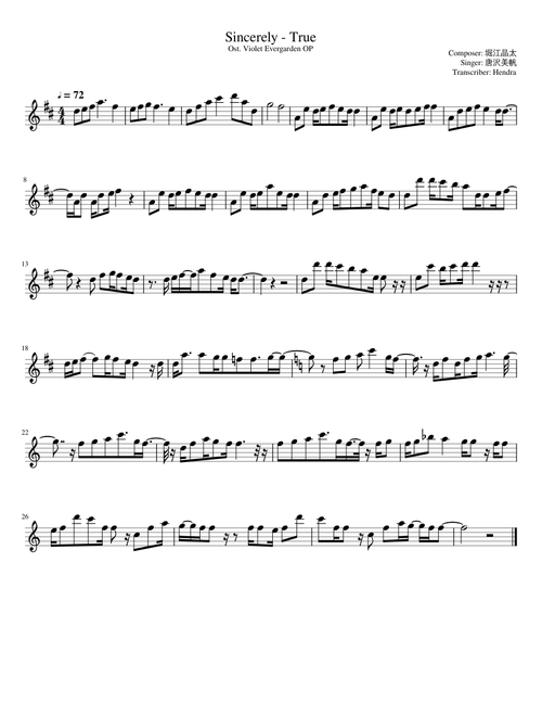 Sincerely - True (OST. Violet Evergarden OP) - Violin