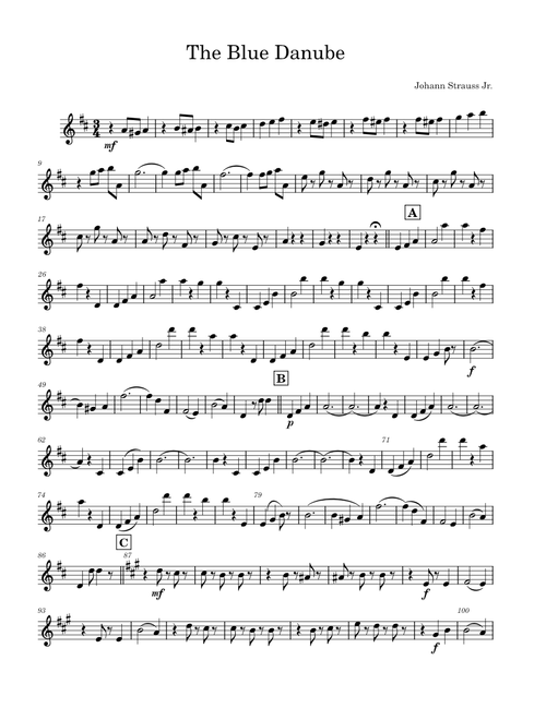 The Blue Danube Waltz – Misc tunes The Blue Danube (Solo violin arrangement)