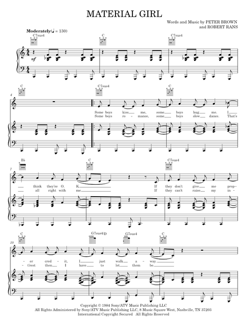 Material girl - Madonna (Piano-Vocal-Guitar)