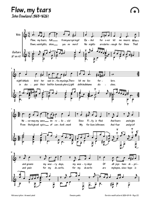 Dowland - Flow my tears - Guitare et voix