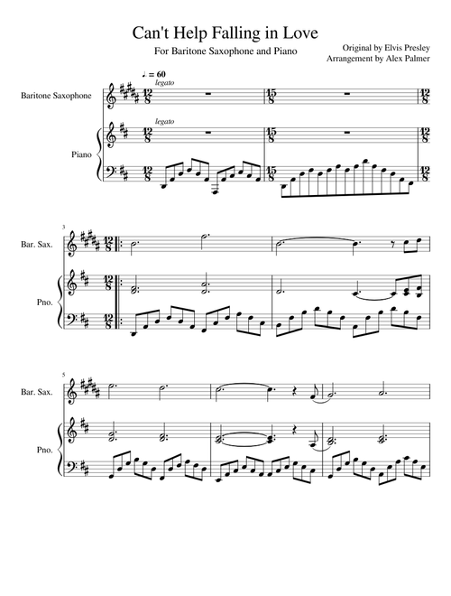 Can't Help Falling in Love - Bari Sax and Piano