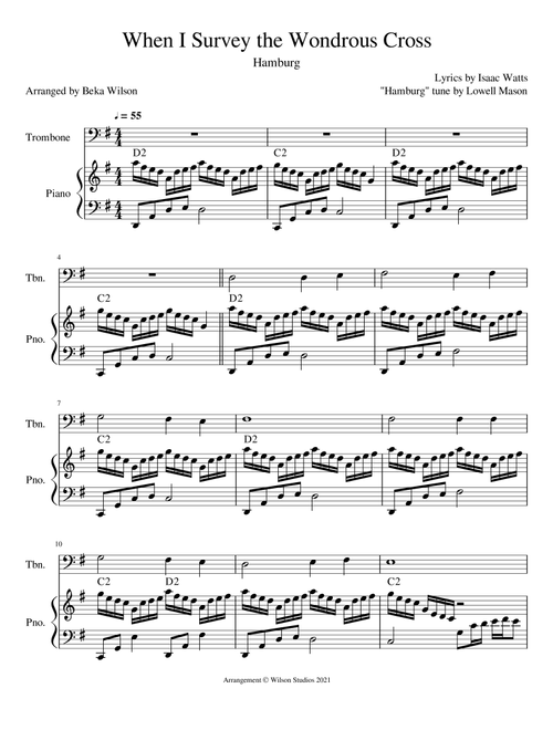 When I Survey the Wondrous Cross--trombone solo (Arr. Beka Wilson) - Isaac Watts, Lowell Mason (Trombone and Piano)