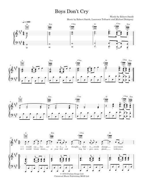 Boys Don't Cry - The Cure (Piano-Voice-Guitar)