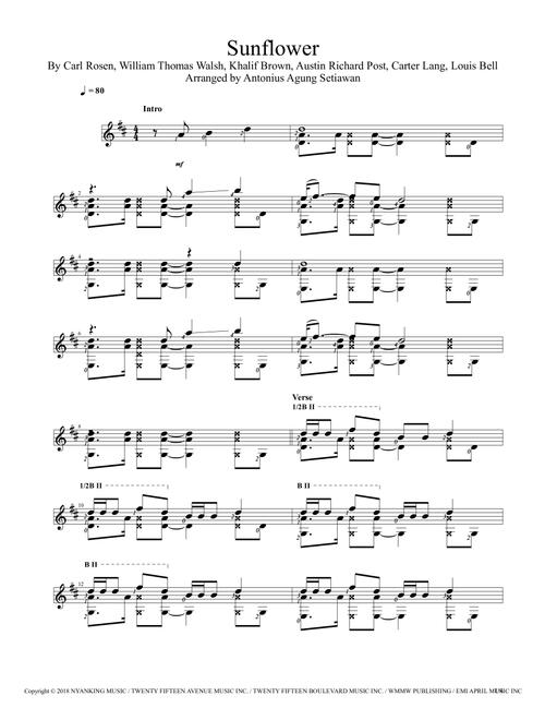 Sunflower (Arr. Antonius Agung Setiawan) - Post Malone & Swae Lee (Solo Guitar)