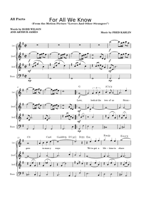 For all we know – Carpenters Sheet Music with Chords for Accordion