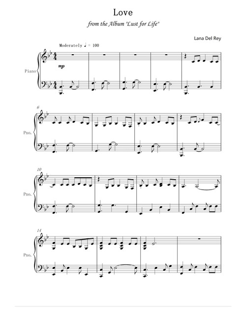 Love (Arr. Lana Del Rey) (Piano Solo)