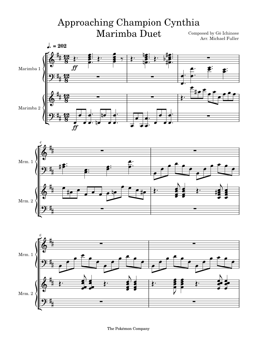 Approaching Champion Cynthia Go Ichinose Sheet music for Marimba