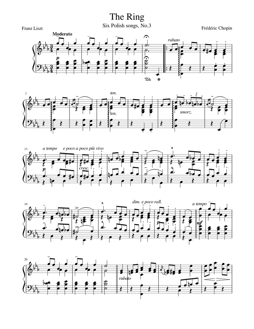 Six polish songs No.3 & 4, Chopin/Liszt Sheet Music for
